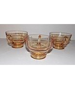 Vintage New Martinsville Moondrops Amber Depression Cup Lot 3in Tall Ped... - £9.47 GBP