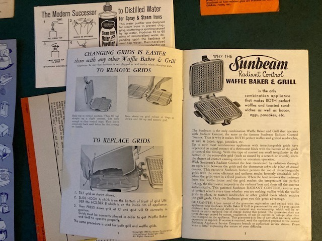 Vintage Sunbeam 50's/60's Appliance Manuals/Cards Waffle Maker, Steam Iron,etc Item image 10