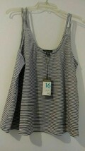 Primark Polyester White/Black stripes sleeveless soft knit tank top 16 USA - £9.19 GBP