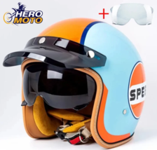 Helmet Motorcycle 3/4 Open Face Helmet Men Women Retro Helmet DOT Certif... - £77.64 GBP
