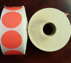 2 Rolls 1-1/4&quot; Flour. Pink Round Inventory Label Dot Stickers 1000 per R... - $19.95
