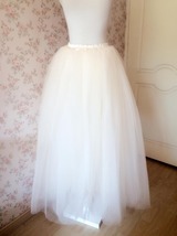 Ivory White Puffy Tulle Maxi Skirt Bridal Plus Size Floor Length Tulle Skirts image 10