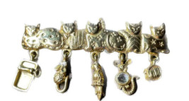 AJC vintage cat brooch with hanging charms - £17.25 GBP