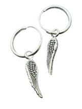 Angel Wing Earrings Archangel Michael 925 Silver 12mm Hinged Hoop &amp; Boxed Gift - £13.65 GBP