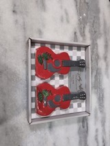 Dolly Parton Christmas Red Guitar Holly Salt &amp; Pepper Shakers Winter Hol... - £11.95 GBP