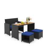 4 Piece Outdoor Dining Set with Wood Topped Dining Table  Rattan Lovesea... - $427.58 CAD