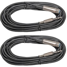 2 Pack 25 Ft 3Pin Xlr Female To 1/4 Trs Balanced Shielded Microphone Mic Cable - £25.80 GBP