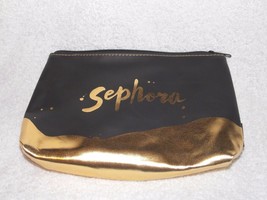 Sephora GOLD BLACK Makeup Cometics Zipper Bag New - $242.13 MXN