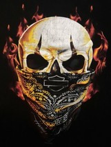 Harley Davidson Tee Shirt Skull Flames Horns Bandanna 2016 sz 48&quot; Chest - $22.46