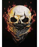 Harley Davidson Tee Shirt Skull Flames Horns Bandanna 2016 sz 48&quot; Chest - £17.66 GBP