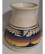 Vtg Navajo Vase Signed M. Whitethorne Sunset Desert Cedar Mesa Painted 8... - $77.60