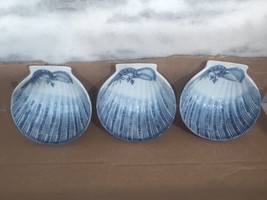 Artland Seafood Ocean Blue Set of 3 Salad Bowls Shell Shaped Shrimp, New - £38.93 GBP