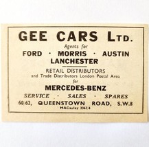 1954 Gee Cars Ltd Mercedes Benz Advertisement Import Automobilia E89F1 - $19.99