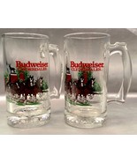 Budweiser CLYDESDALES 1991 Grant&#39;s Farm Clear Glass Beer Mugs Set Of 3 -... - £14.09 GBP