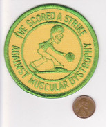 Vtg Bowling/Muscular Dystrophy Patch-Yellow/Green-Oval-Embroidered-USA-S... - £11.02 GBP