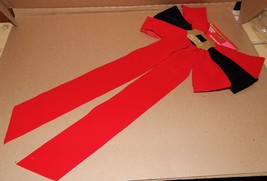 Christmas Red Velvet Bow 12&quot; x 24&quot; Non Wired Indoor Holiday Style Glitter 104Q - £2.75 GBP