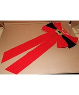 Christmas Red Velvet Bow 12&quot; x 24&quot; Non Wired Indoor Holiday Style Glitte... - £2.78 GBP