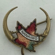 Nanaimo Canada Maple Leaf Pin Brooch Multi Color Autumn Gold Tone Enamel - £7.95 GBP