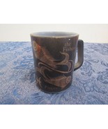 Federal Milk Glass Mug Astrology Pisces The Fishes Black Gold - $9.91