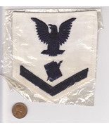 Vtg Navy Chevron Patch-White/Blue-Embroidered-Eagle-Book&amp;Pen-USA Militar... - £8.88 GBP