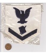 Vtg Navy Chevron Patch-White/Blue-Embroidered-Eagle-Book&amp;Pen-USA Militar... - €9,59 EUR