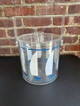 Vintage HJ Stotter Acrylic Ice Bucket Blue Sailboats Nautical MCM - $606.73 MXN