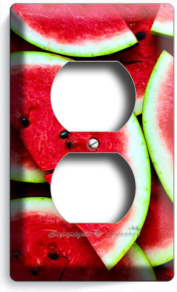 RED WATERMELON SLICES DUPLEX OUTLETS WALL PLATE COVER DINING ROOM KITCHEN DECOR