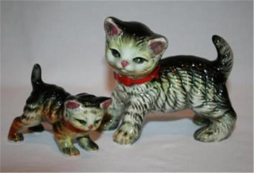 JAPAN Vintage *Set of 2* Cat & Kitten Figurines    #654 - $50.00