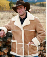 Marlboro Man Shearling Genuine Sheepskin Leather Brown Jacket  - $149.99