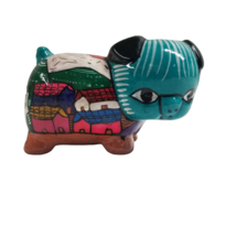 Talavera Pottery Piggy Bank Vintage Hand Painted Mexican Mexico Colorful Figure - £19.93 GBP