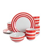Gibson Home Sunset Stripes 12 Piece Round Fine Ceramic Dinnerware Set in... - £58.10 GBP