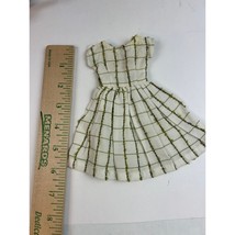 1960s Barbie clone white green check day dress, cap sleeves, 2-snap back... - $372.61 MXN