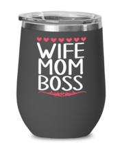 Wife, Mom, Boss, black Wineglass. Model 60043  - £21.22 GBP