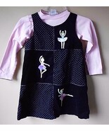 Sophie Rose Navy Corduroy dress with ballerinas   Size  6x Kids - $26.55 CAD