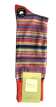 Vannucci Mens Dress Socks Sz 10-13 Holly Cool Color Stripes Funky Pattern - $22.42