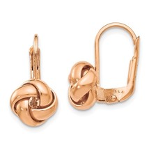 14K Rose Gold Love Knot Leverback Earrings - £169.84 GBP