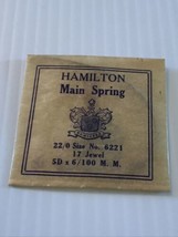 New Hamilton Watch Company- 22 / 0 Size , 17 Jewel Mainspring Watch Part... - $8.81