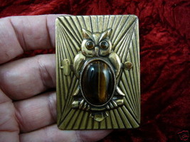 (B-BIRD-302) Owl night brown Tiger eye stone eyes lover pin pendant - $32.71