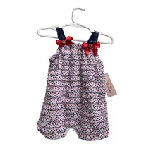New Little Lass Infant Girls Baby Size 12 months Red White Blue Star Tiered Ruff - £7.95 GBP