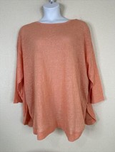 NWT Lee Womens Plus Size 3X Papaya Coral Button Knit Shirt 3/4 Sleeve - $22.49