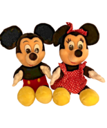 Vintage 1990s Mickey &amp; Minnie Mouse Plush Soft Toys Disneyland Disney Wo... - £27.83 GBP