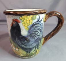 Certified International Susan Winget Mug Black Rooster Grapes 15 oz Cera... - $12.38