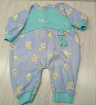 Zapf Creation Baby Cakes Baby Doll Clothes Outfit Sleeper Pajamas blue green - $14.84