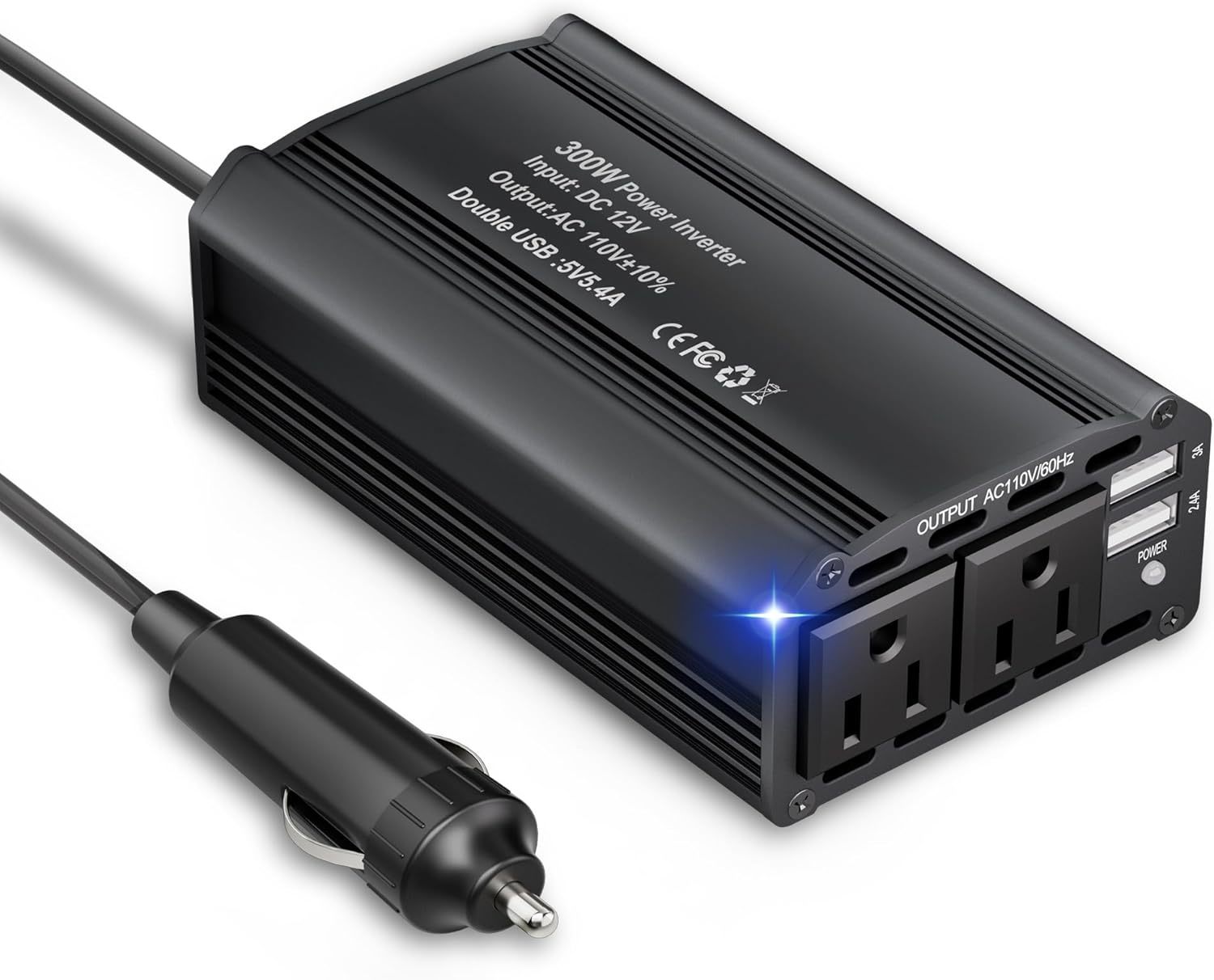 300W Power Inverter 12V Dc To 110V Ac Car Plug Adapter Outlet Converter ... - $31.92