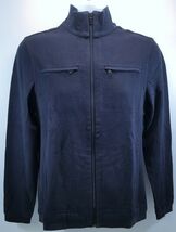 V) Men's Calvin Klein Full Zip Knit 100% Cotton Navy Blue Shirt Small - $19.79