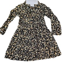 Tahari Girl™ ~ Size 5 ~ Long Sleeve ~ Rayon ~ Black Floral Dress w/Hair Tie - £17.87 GBP