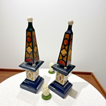 15&quot; Buy Set of 2 Pair Black Marble Obelisk Elegant Handmade Mosaic Desig... - $1,632.51