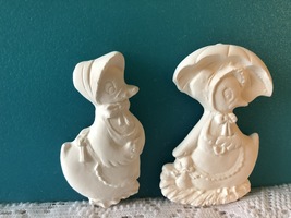 A2 - 2 Lady Ducks Magnets Ceramic Bisque Ready-to-Paint, Unpainted, You Paint - £1.79 GBP
