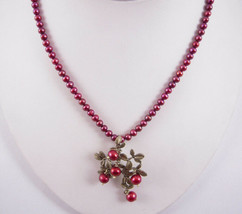 Michael Michaud Silver Seasons Cranberry Pearl Pendant Necklace - £123.56 GBP