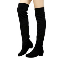 Women&#39;s Fashion Over Knee High Boot Lace Up Sexy Stretch Slim Thigh High Heel Lo - £30.28 GBP